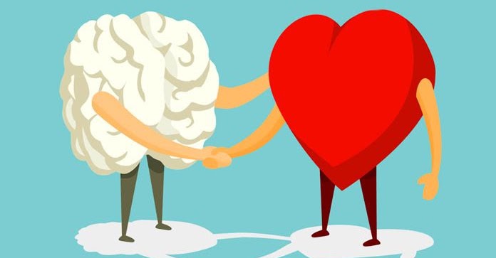 Brain and heart shaking hands