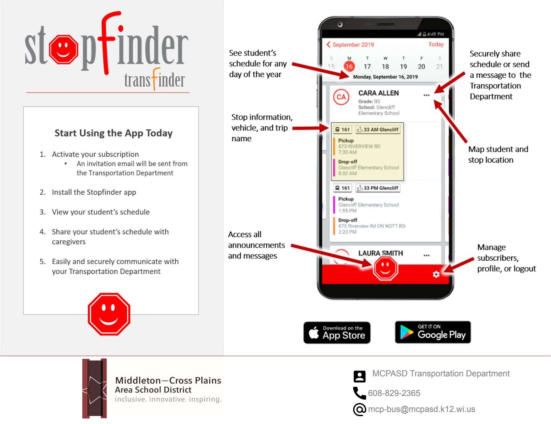 Stopfinder app overview