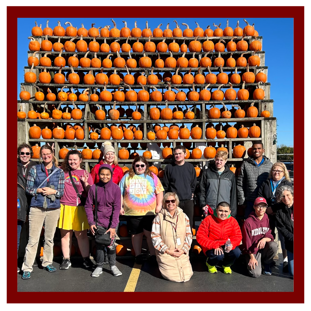 students at pumpkin patch