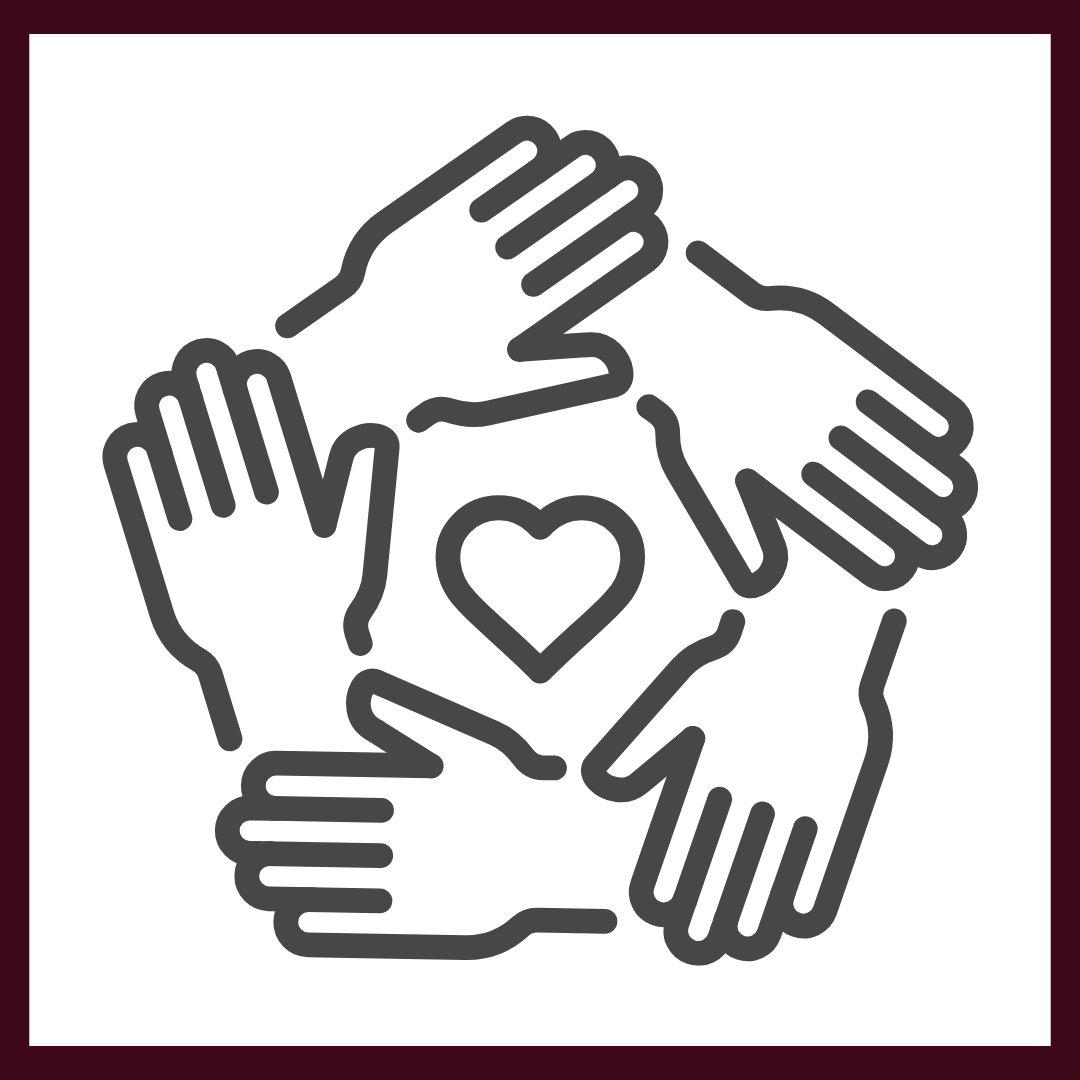 hands with hearts icon