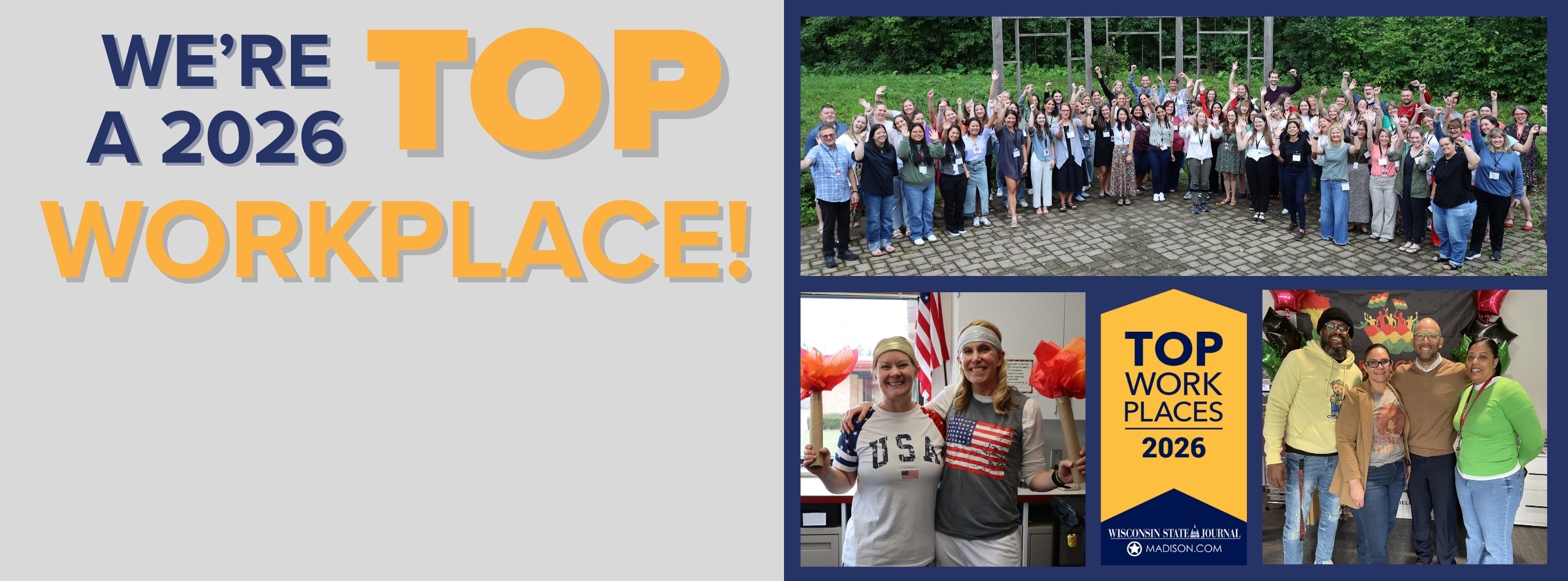 MCPASD staff smiling; Top Workplaces 2026 banner