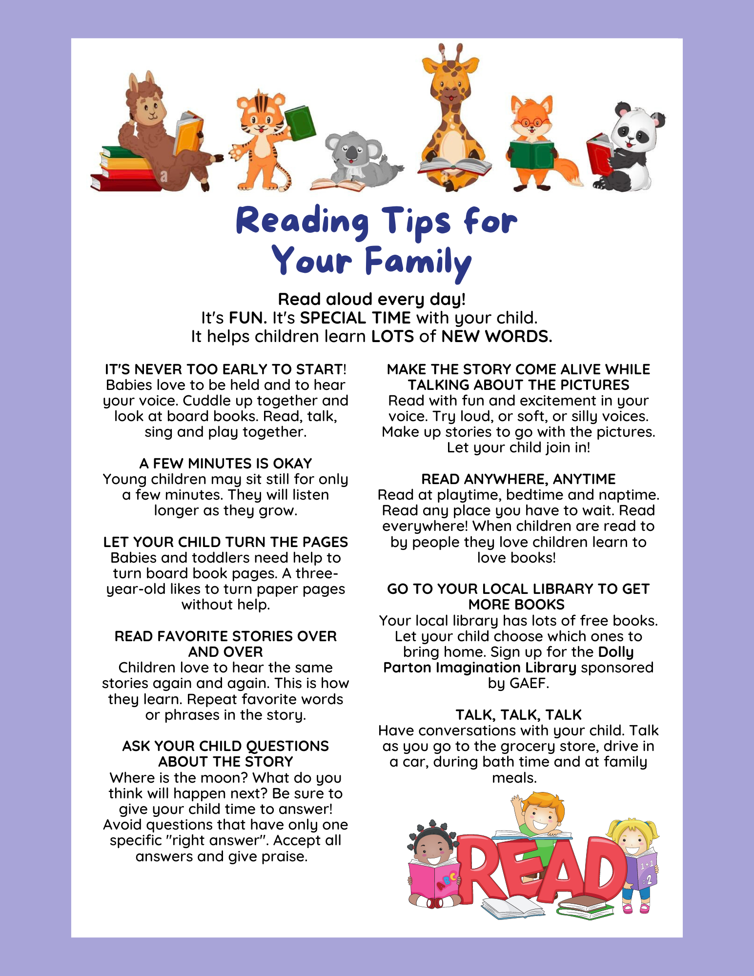 Reading Tips for Your Family