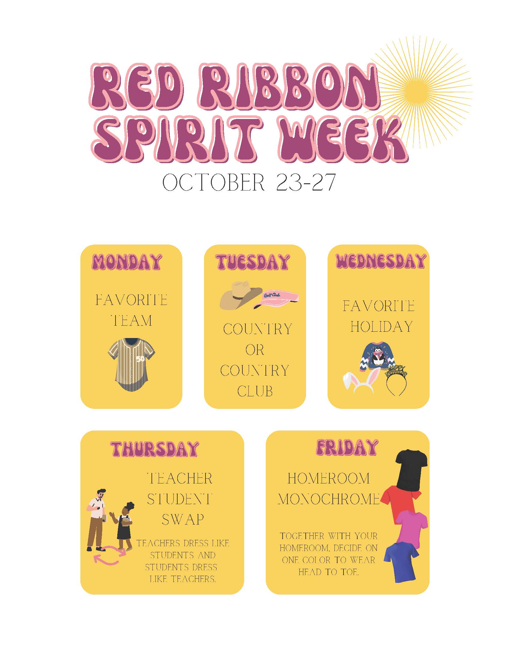 Red Ribbon Week - Give Drugs the Boot! - What to Wear and When Flyer