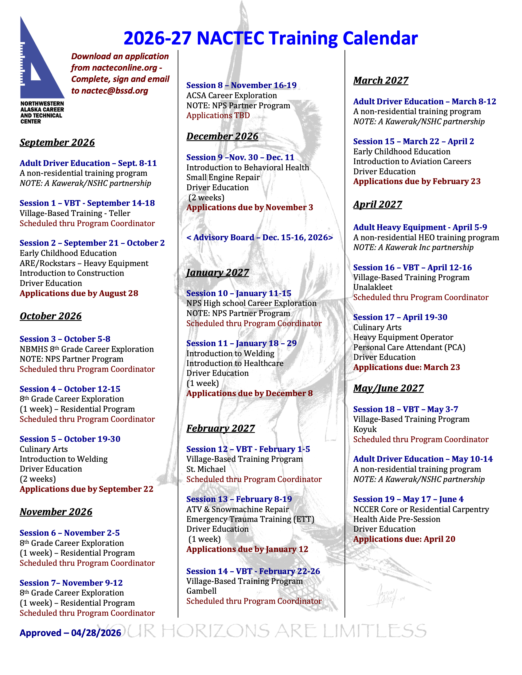 FY27 NACTEC Trainings