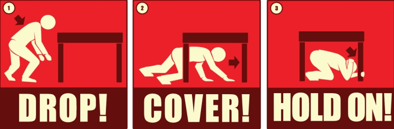 Earth quake prepaidrness DROP! I COVER! HOLD ON! Graphics
