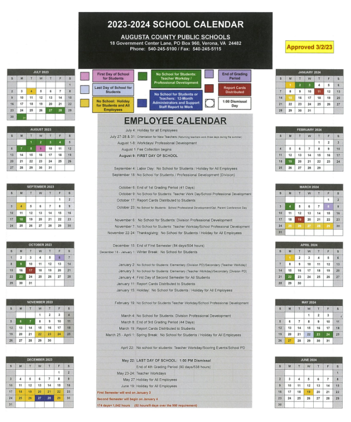 20232024 Staff Calendar Clymore Elementary