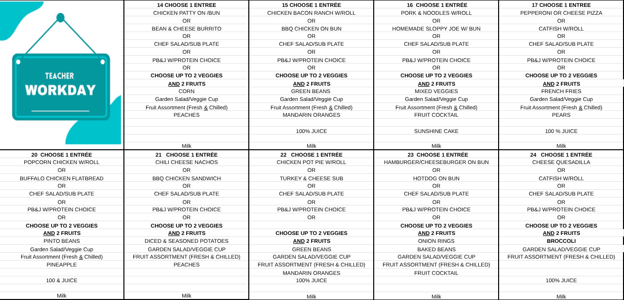 October Menu