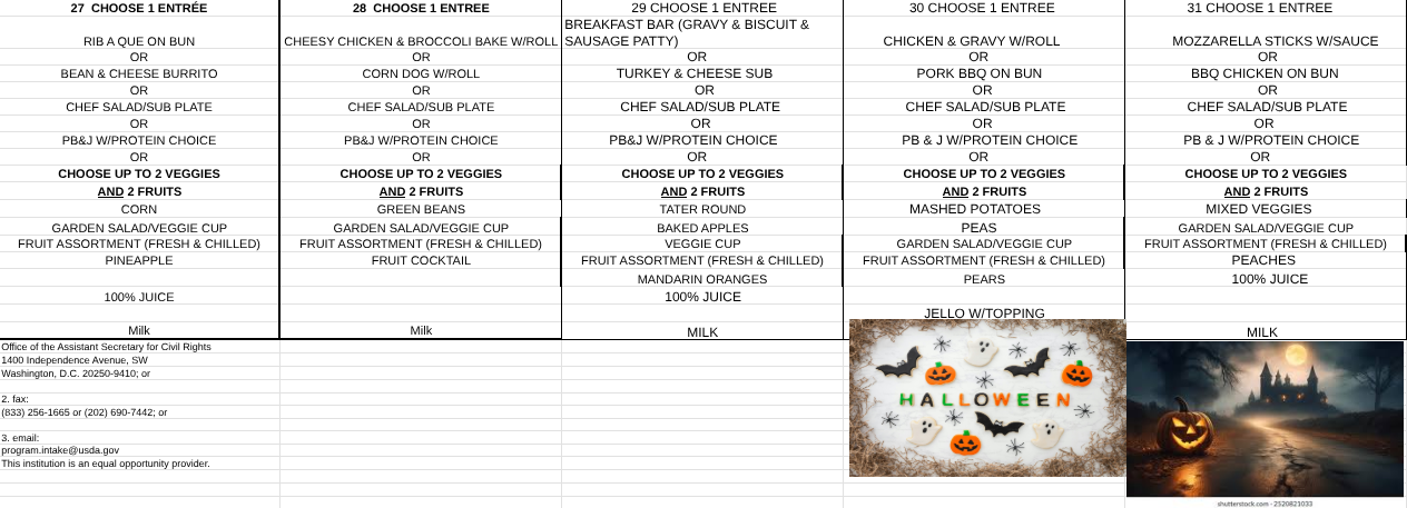 October Menu
