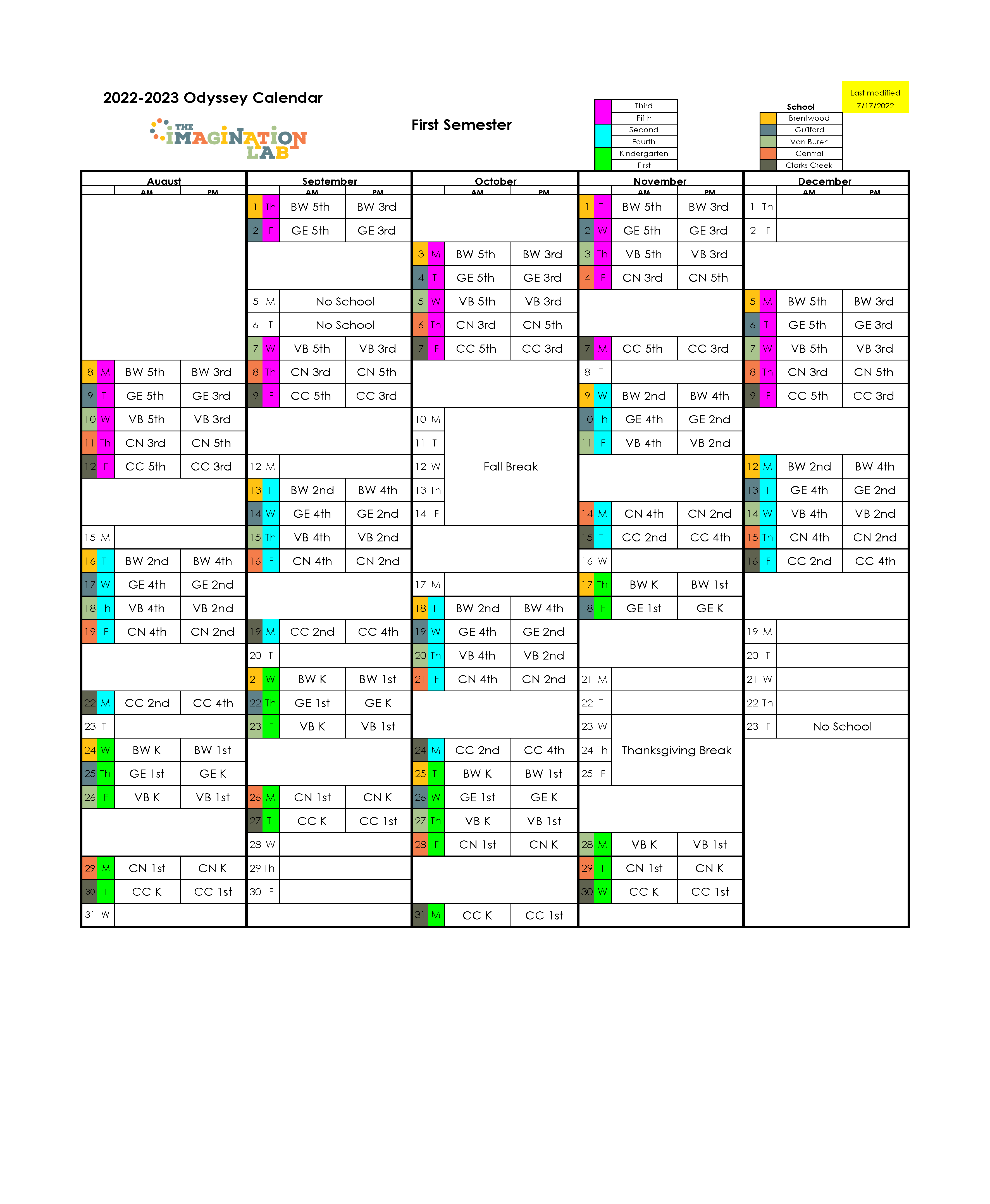 Odyssey Schedule The Imagination Lab