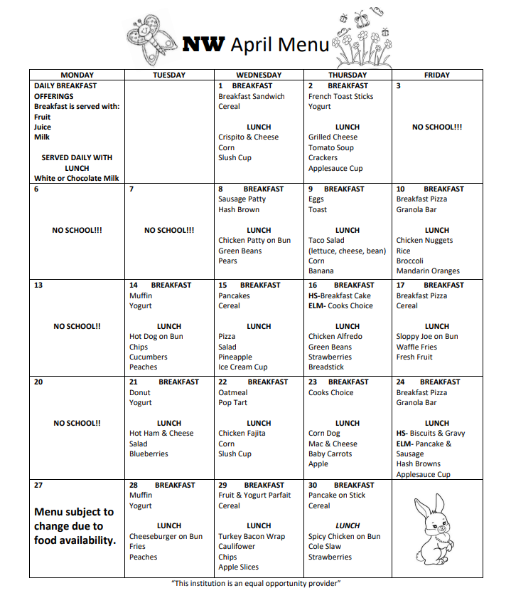 April Menu