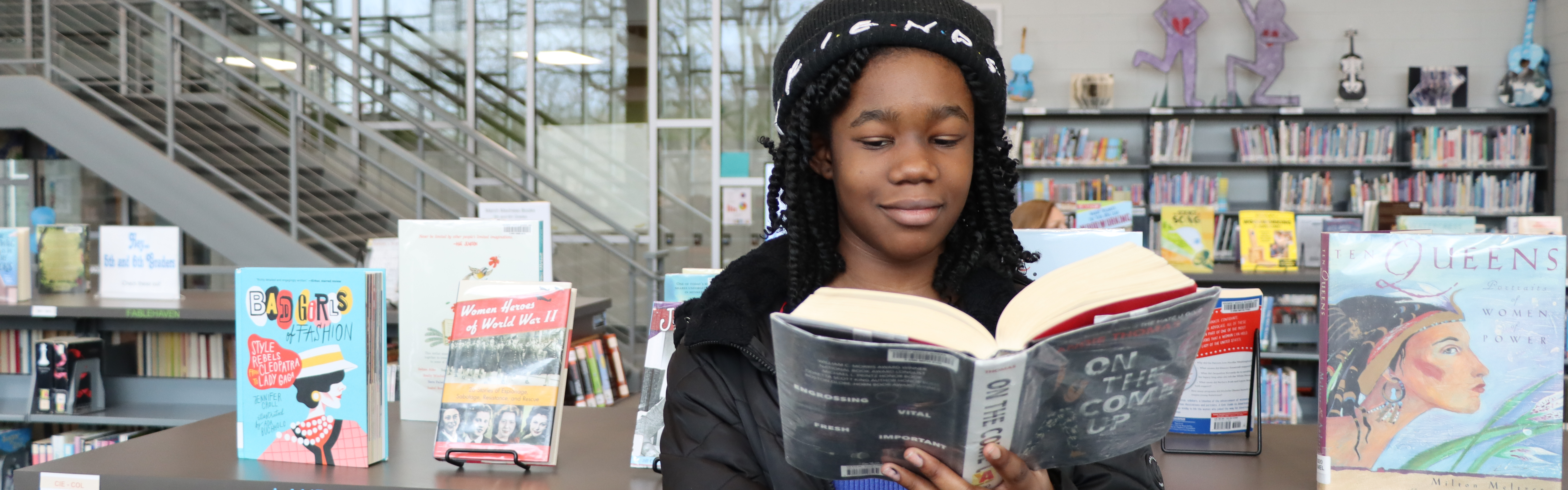 student reading a book