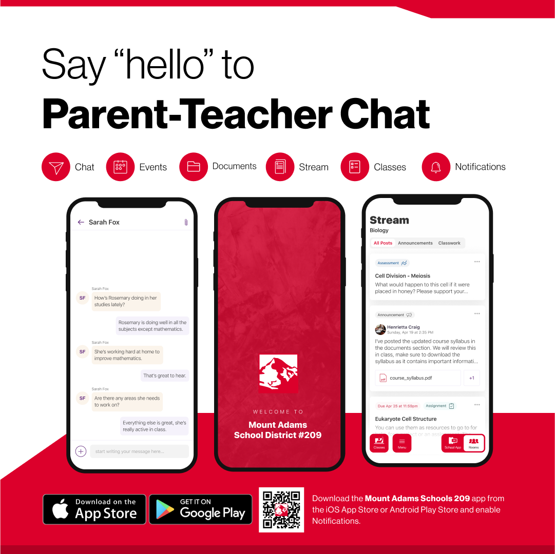 say hello to parent teacher chat image of open app on a cell phone