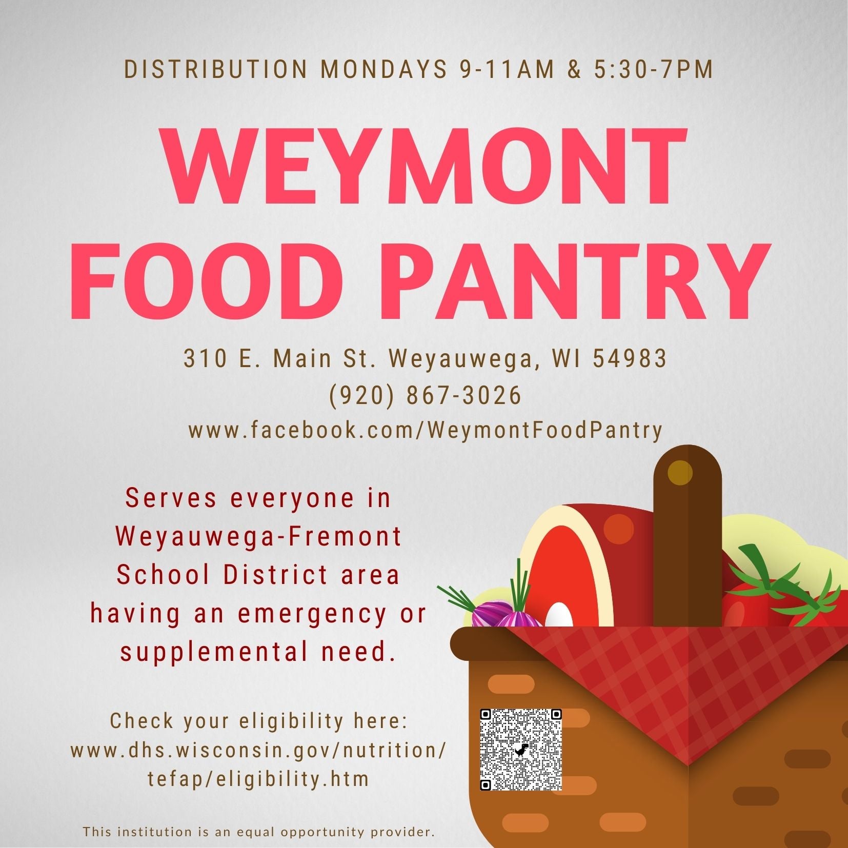 Weymont Food Pantry Information in English