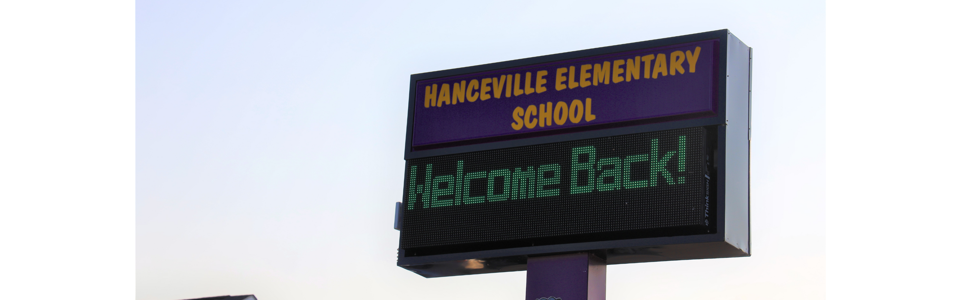 Hanceville Elementary School Board reads "Welcome Back"