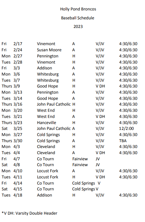 Baseball schedule 2023