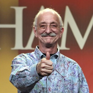 Woodie Flowers giving the viewer a thumbs-up