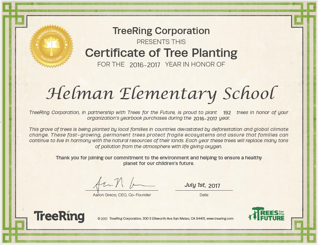 Yearbook Purchase & Tree Planting Project