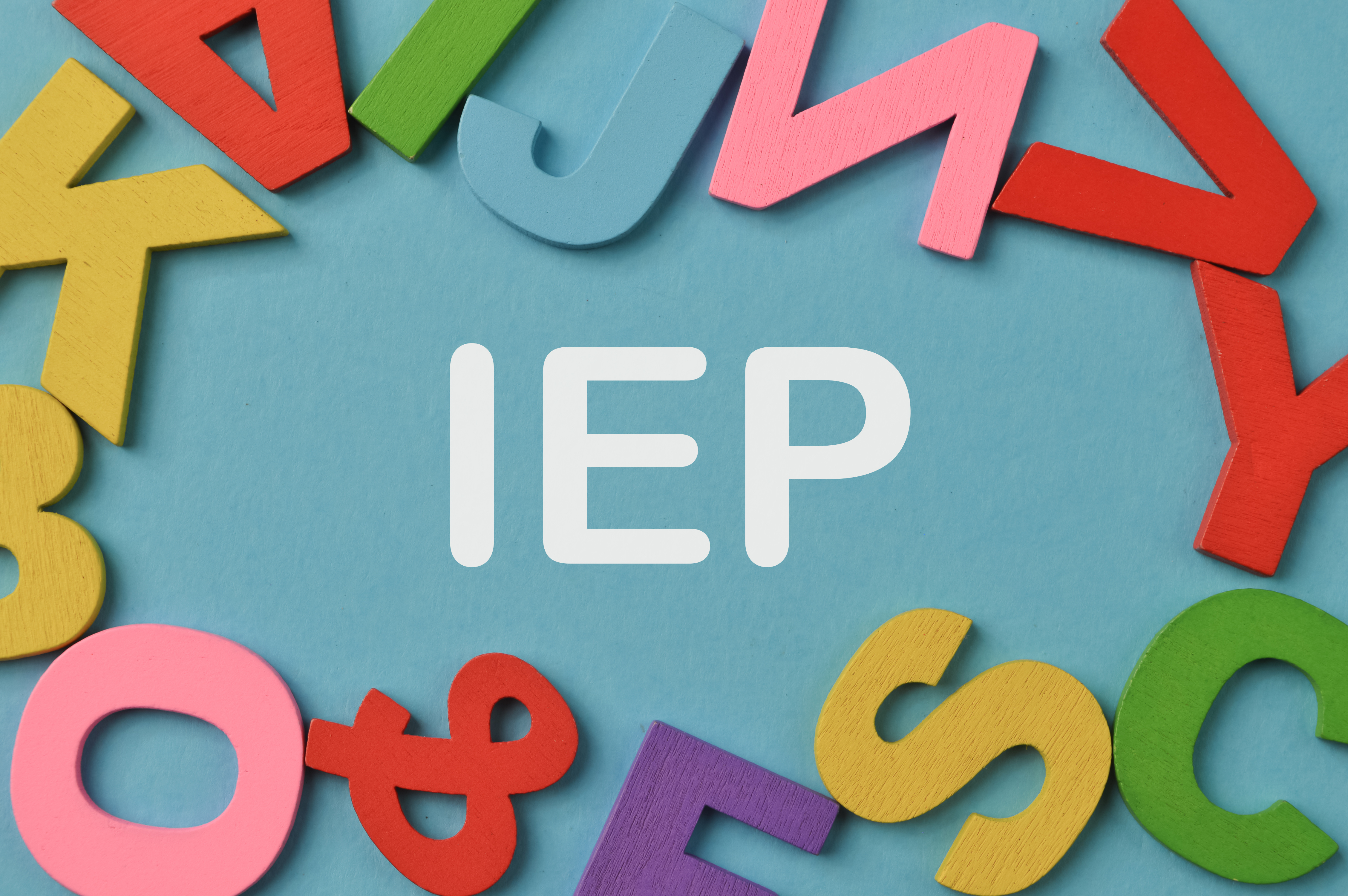 IEP word with decorative letters around it