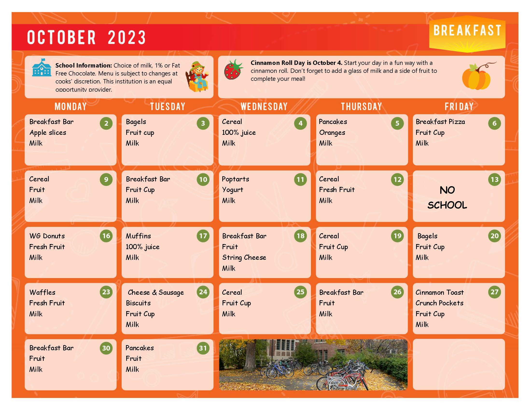 October 2023  Breakfast Menu