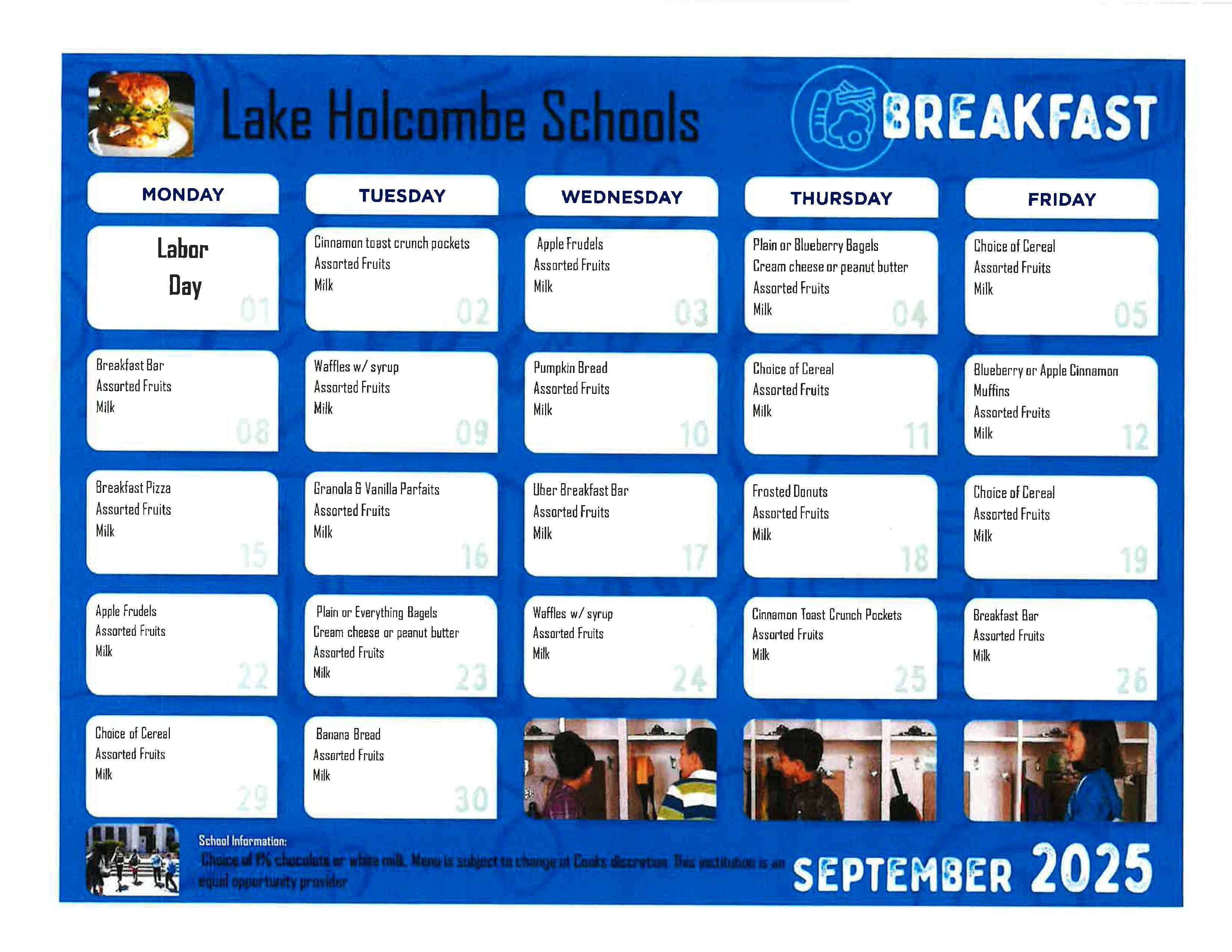 Sept 2025  Breakfast Menu