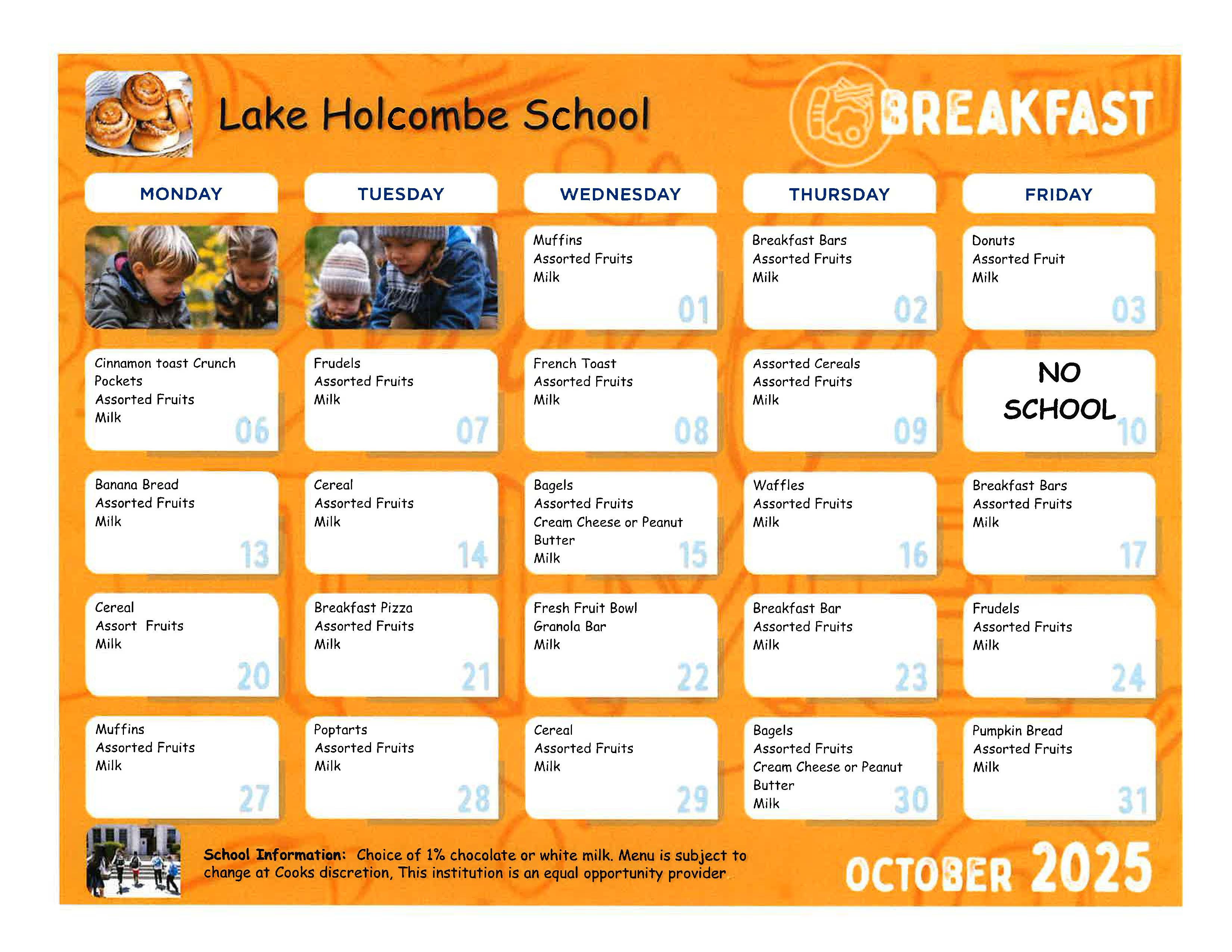 Breakfast menu
