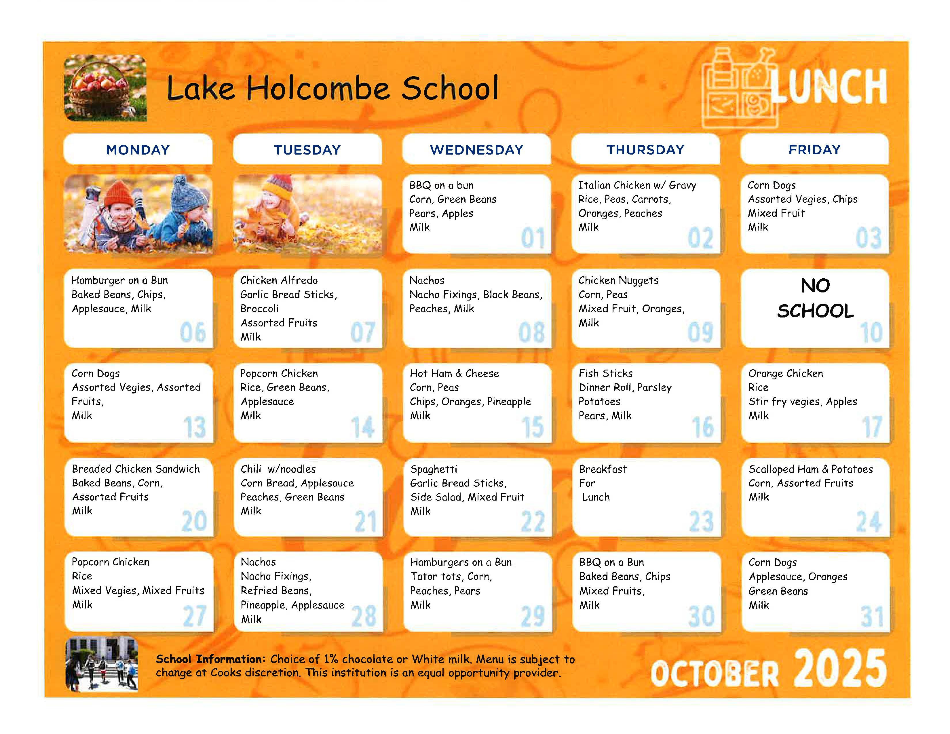  Lunch Menu