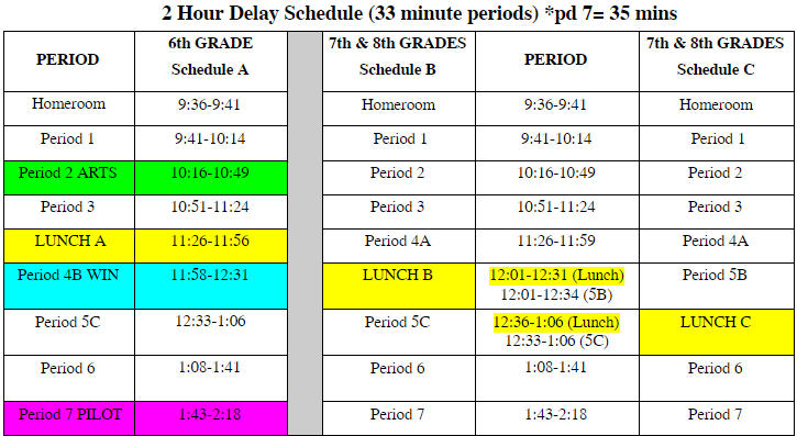 2 Hr Delay Schedule 