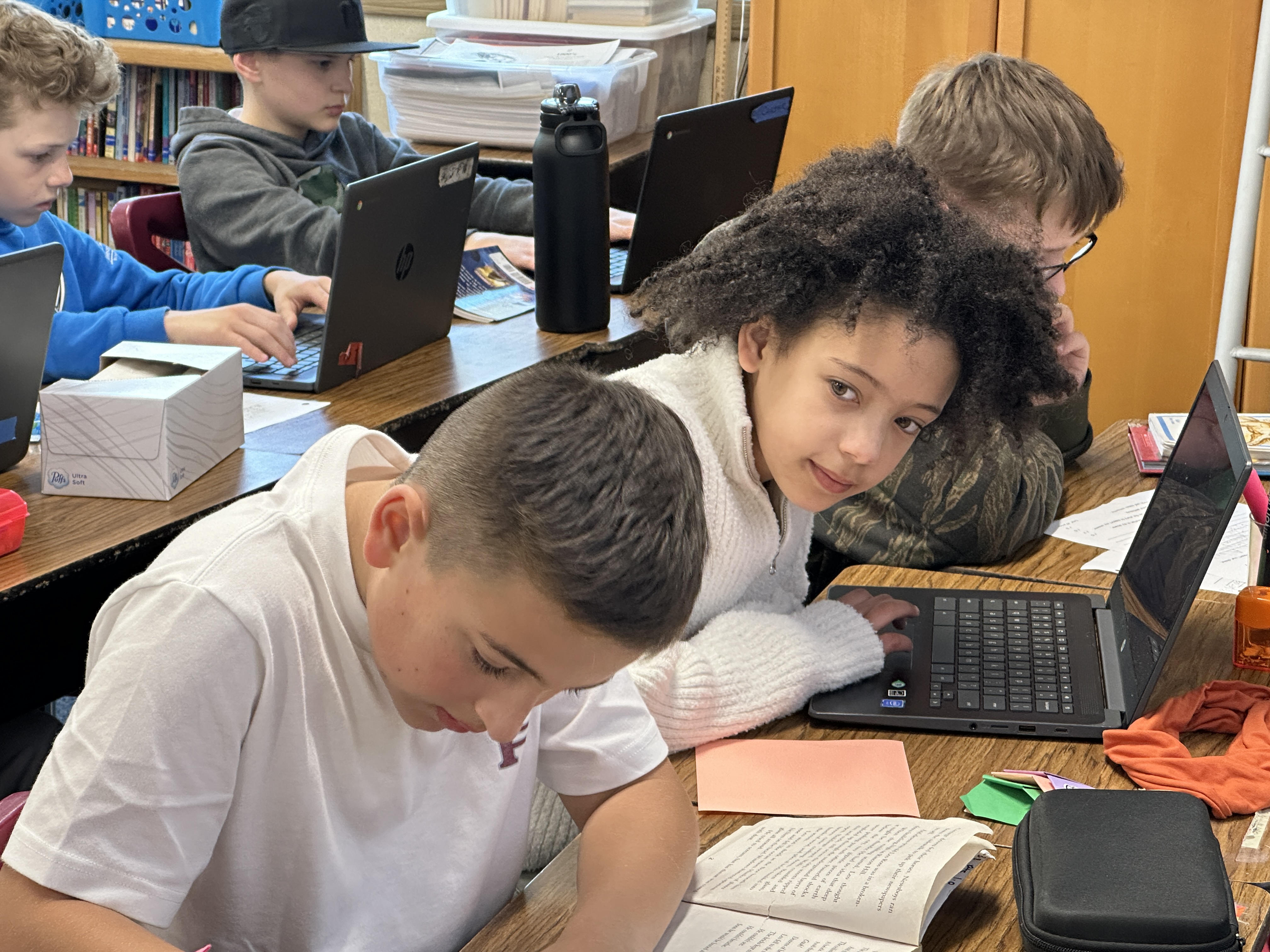 students studying in class