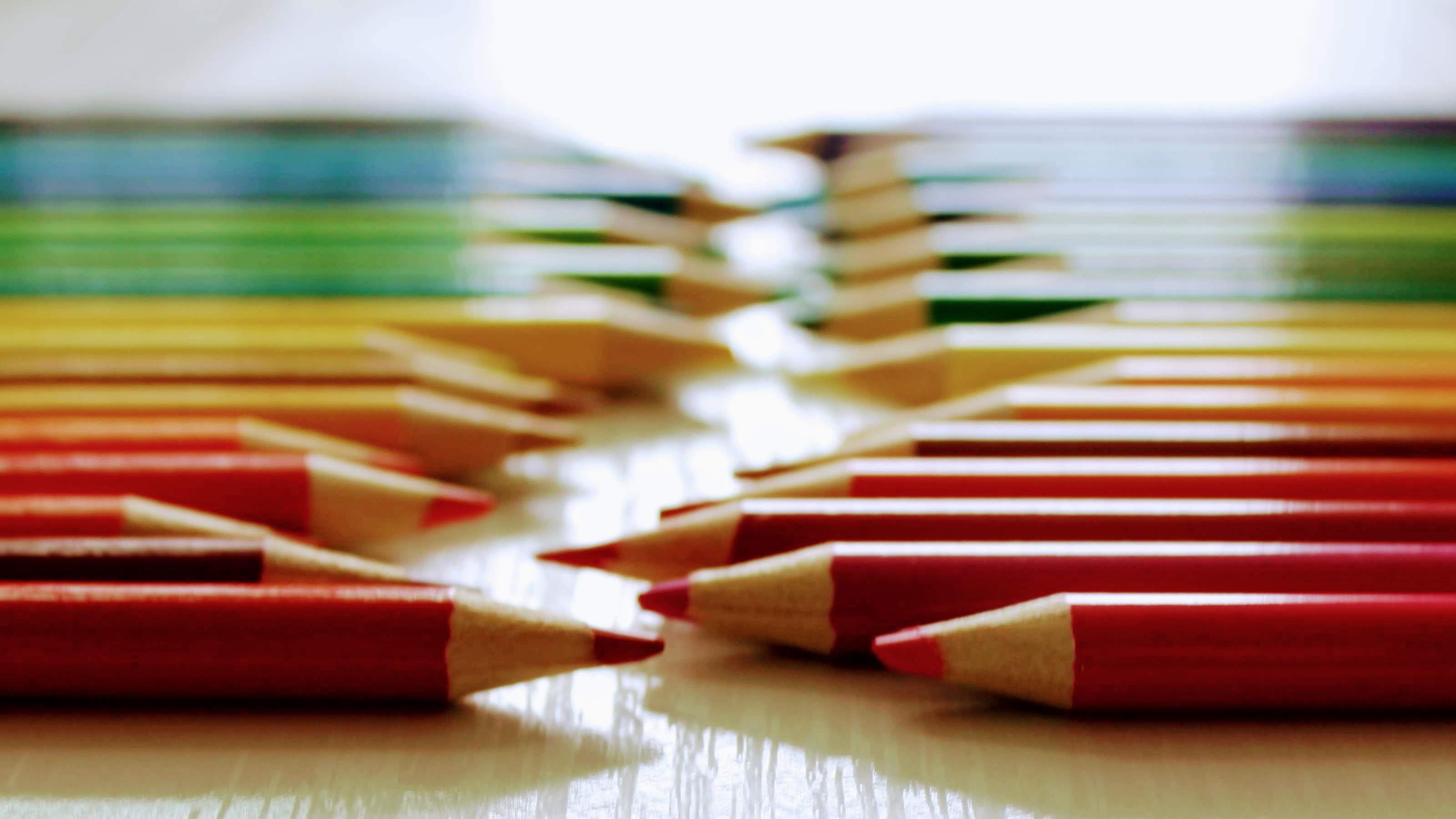 Picture of colored pencils  on a desk top