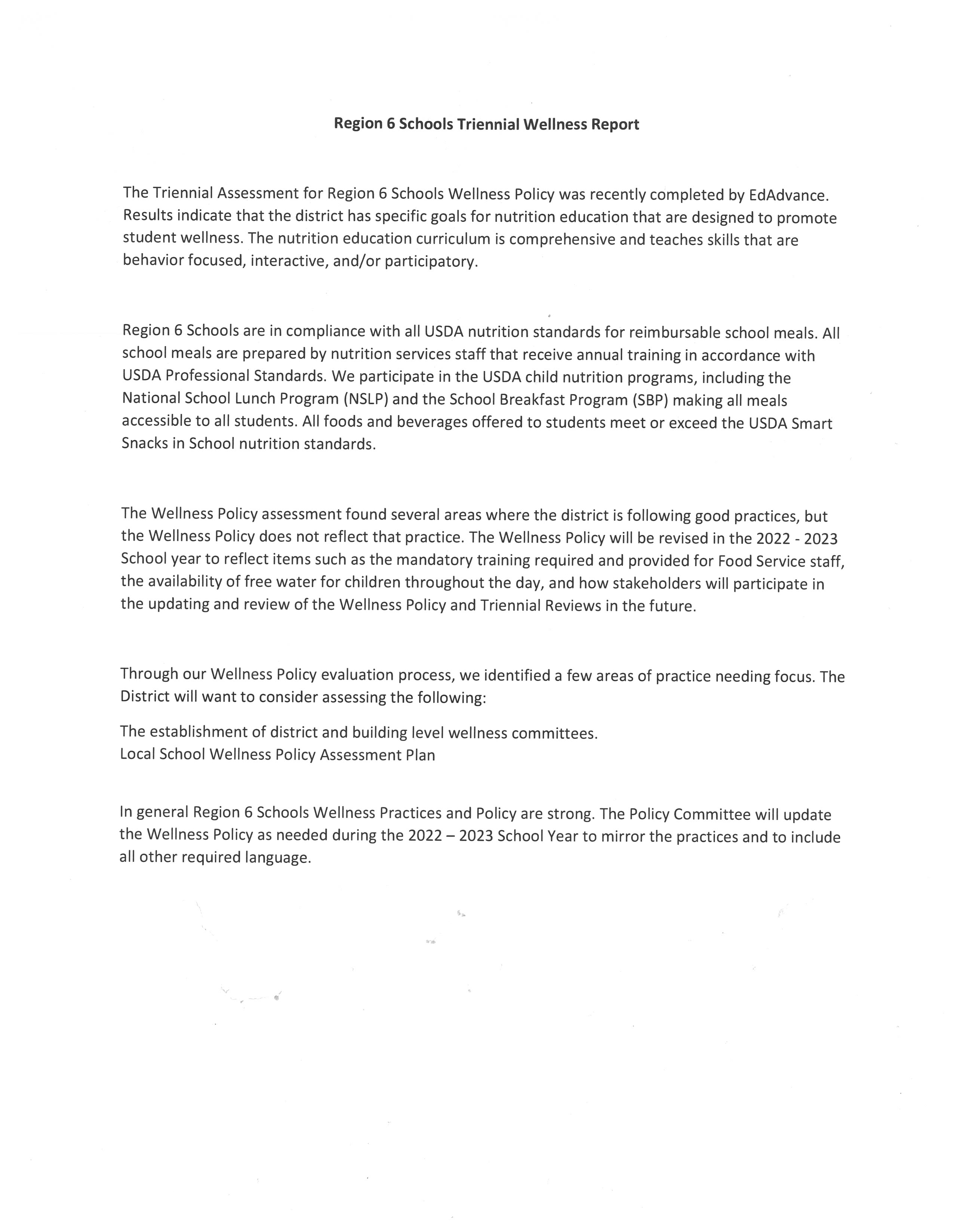 Region 6 Triennial Wellness Report