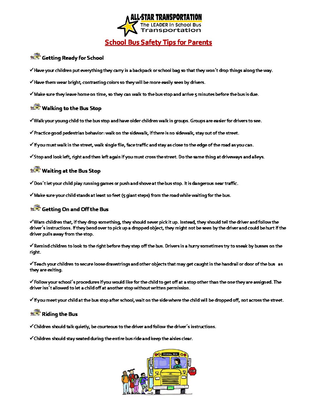 School Bus Safety Tips for Parents