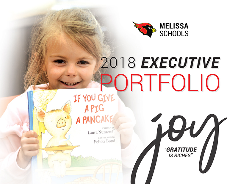 Cover Page of the 2018 Melissa ISD Executive Portfolio