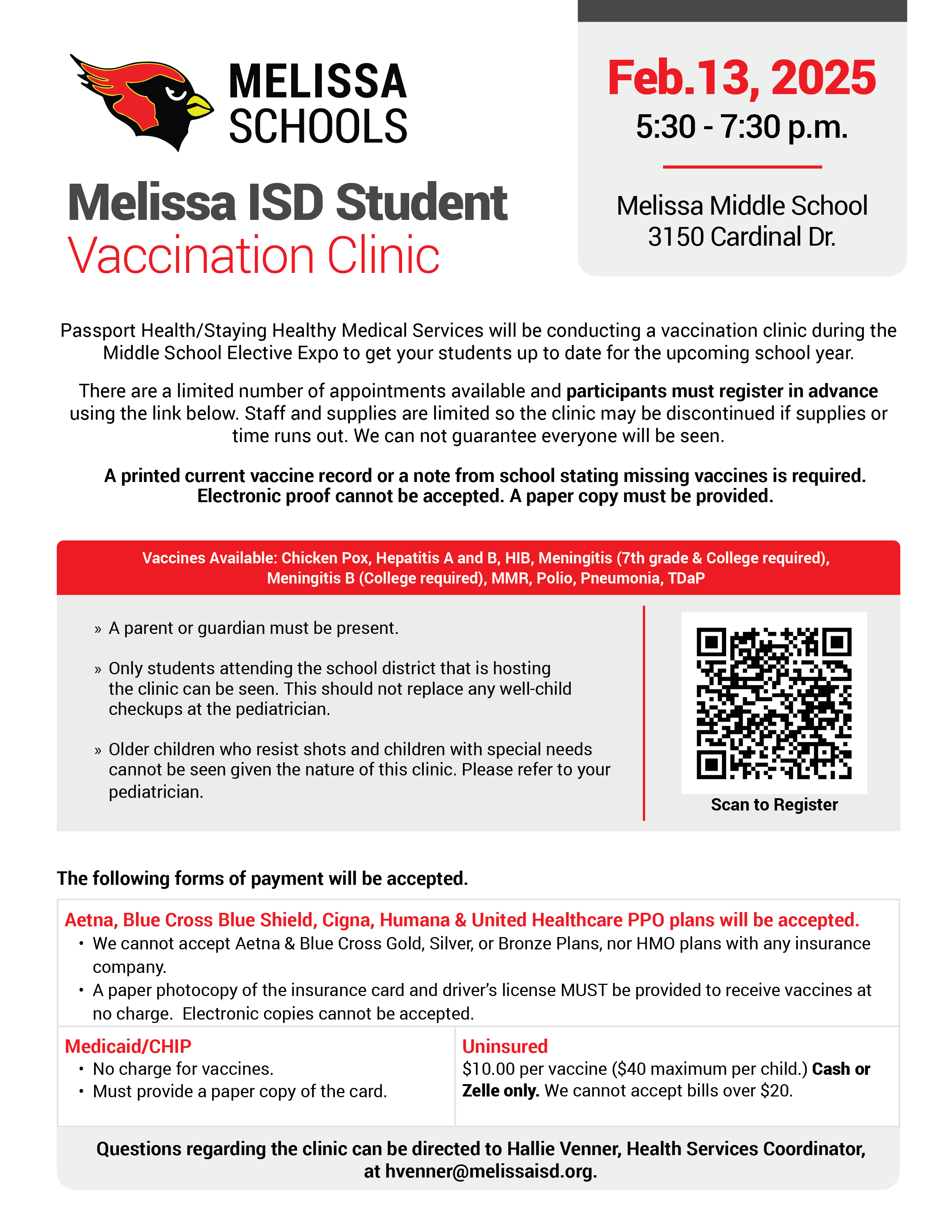 Student Vaccine Clinic Flyer