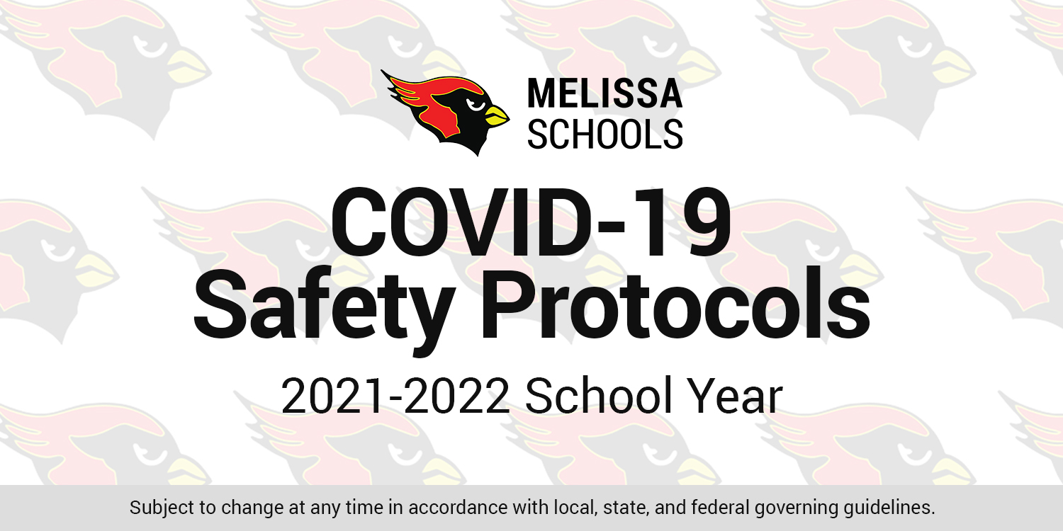a graphic advertising COVID-19 safety protocols for Melissa Schools