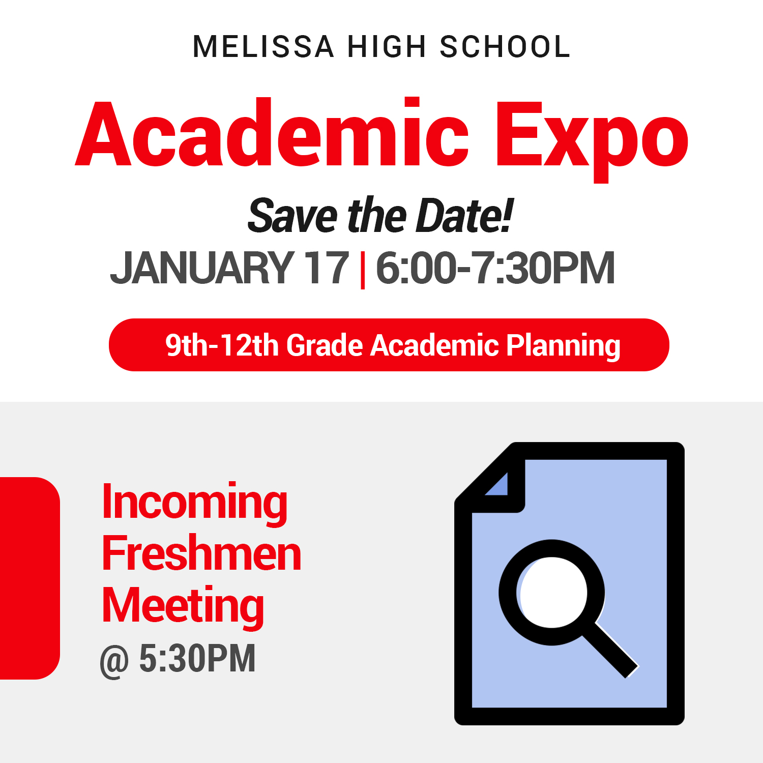 a graphic image advertising the academic expo at the high school