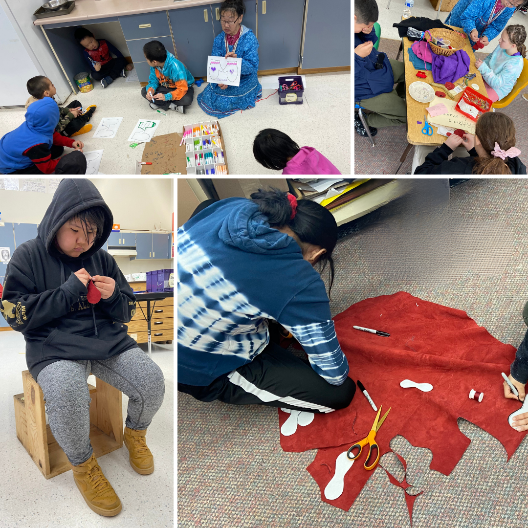 Students engaged in traditional Yup'ik activities.