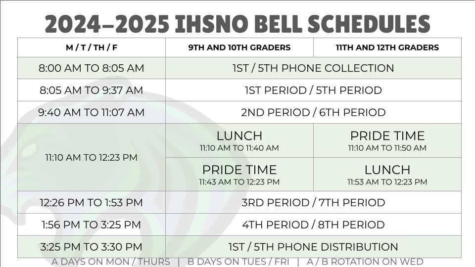 bell schedule MTTHF