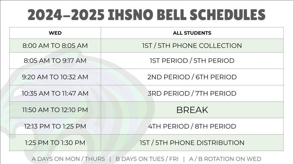 wed bell schedule