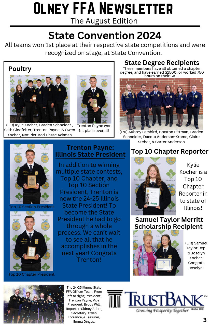 Olney FFA August Newsletter