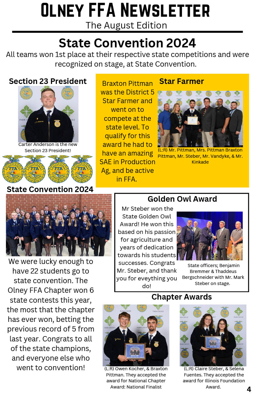 Olney FFA August Newsletter