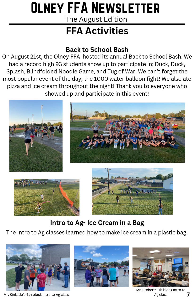 Olney FFA August Newsletter