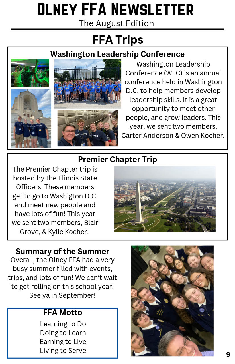 Olney FFA August Newsletter