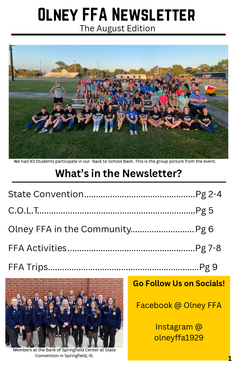 Olney FFA August Newsletter