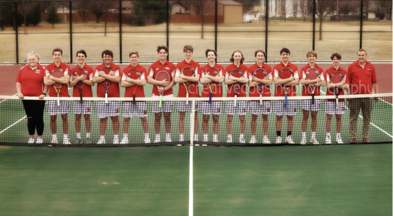 Boys Tennis players on the tennis court 