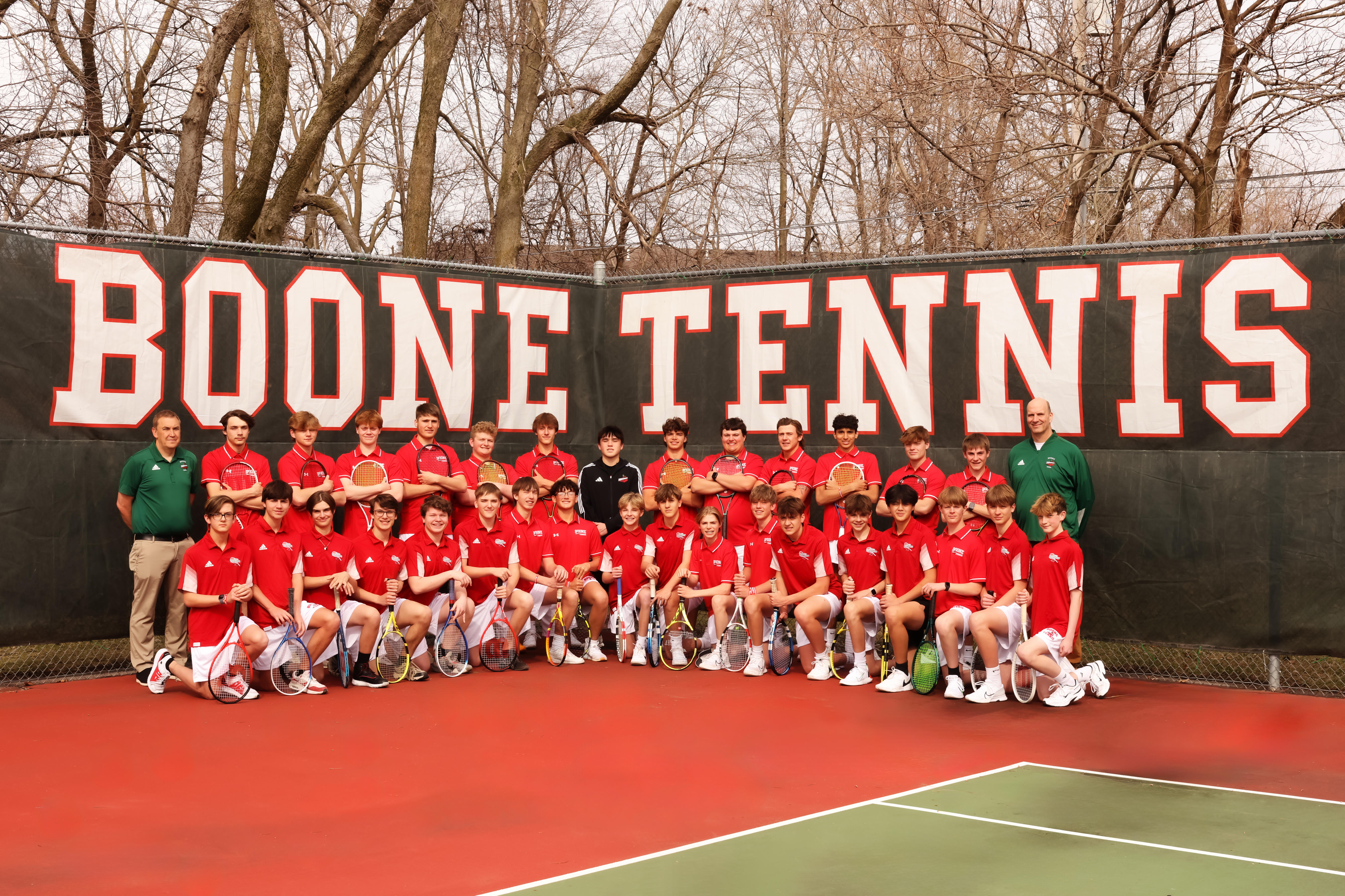 Boys Tennis players on the tennis court 