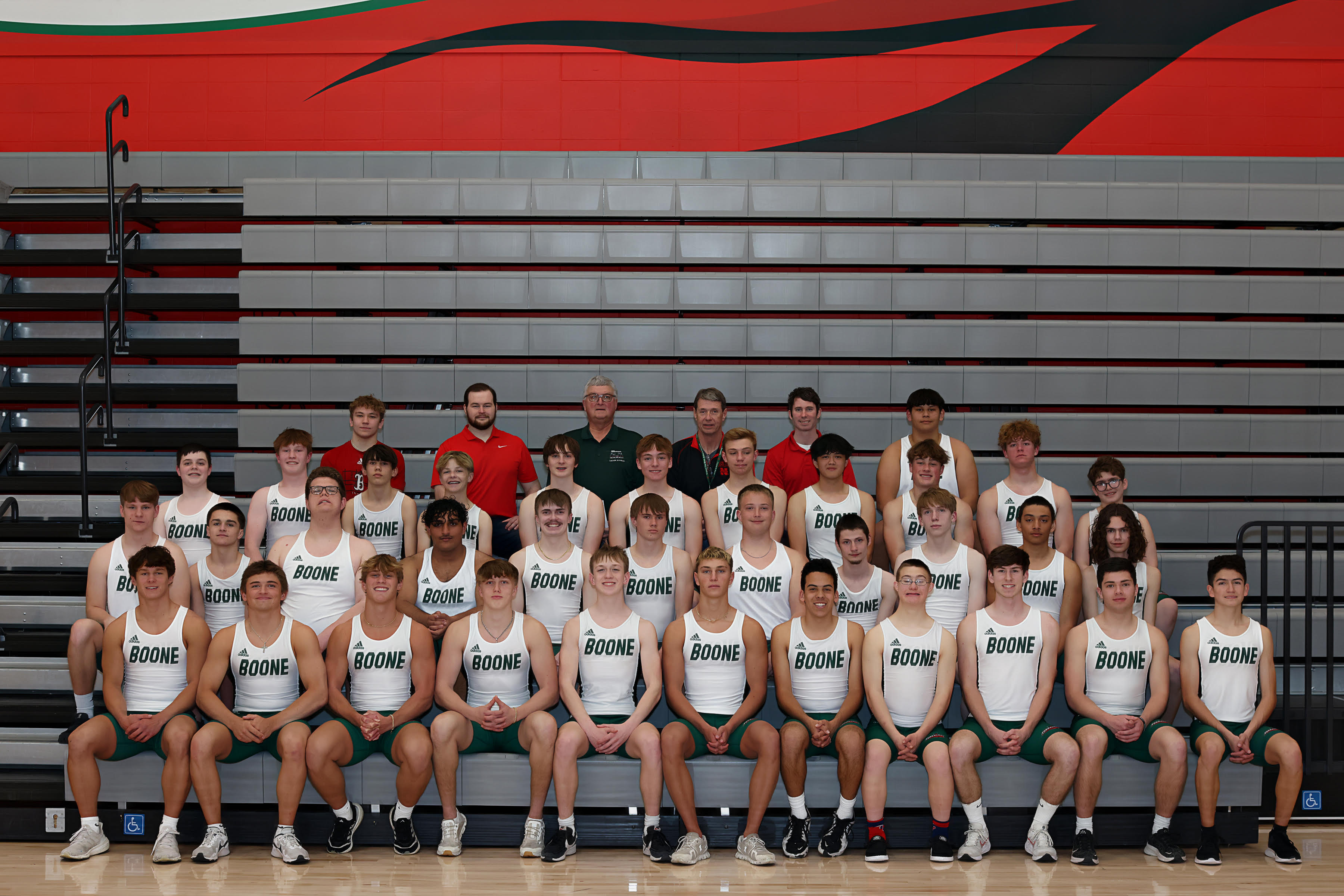 Boys Track & Field in the high school commons 