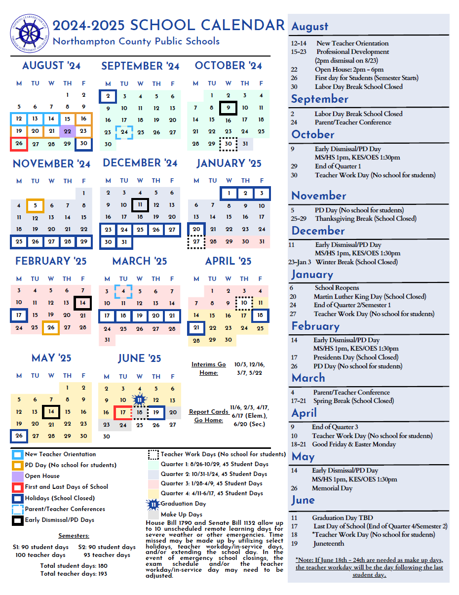 NCPS School Calendars | Sports, Events, Academic Year