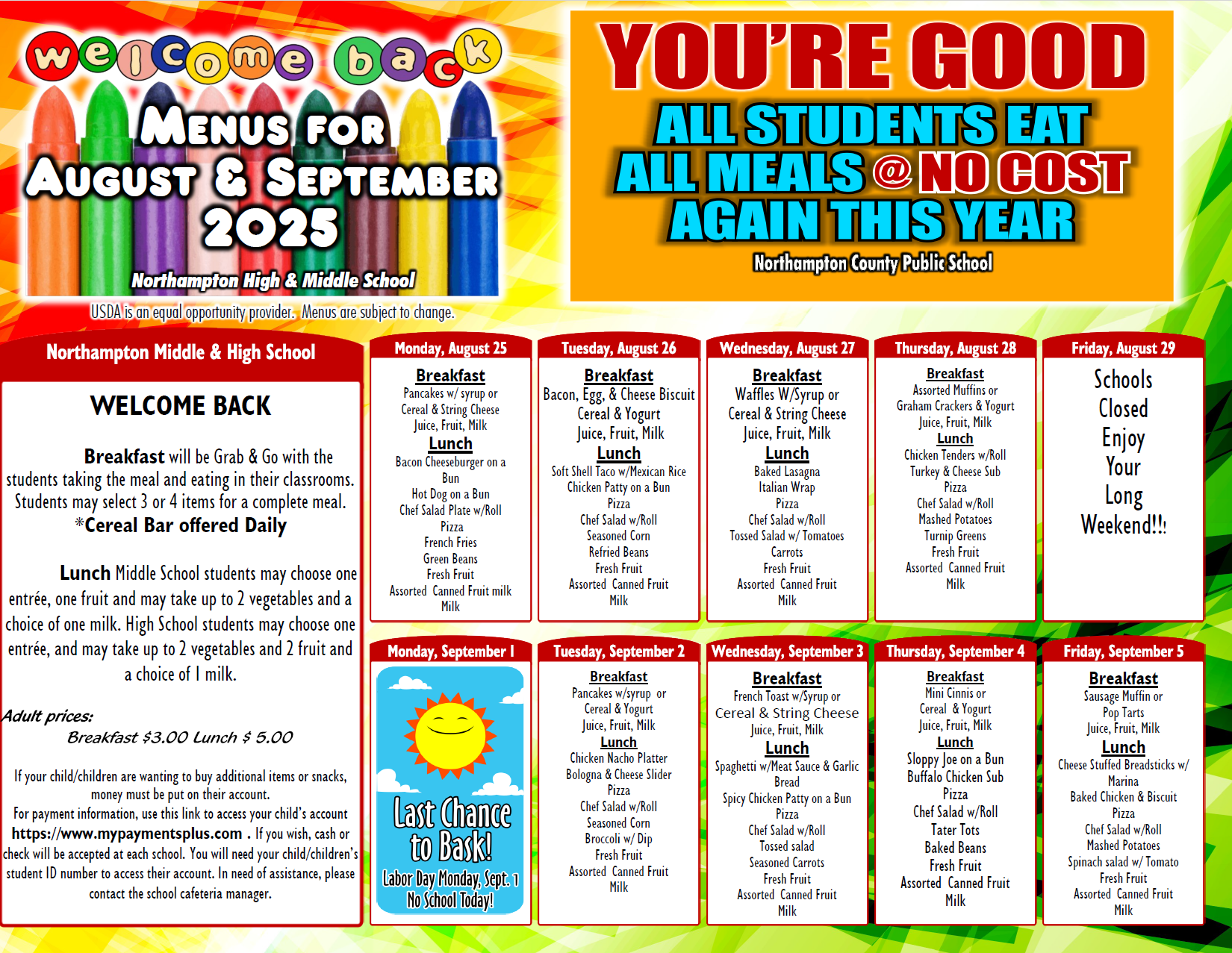 Elementary Food Menu 1