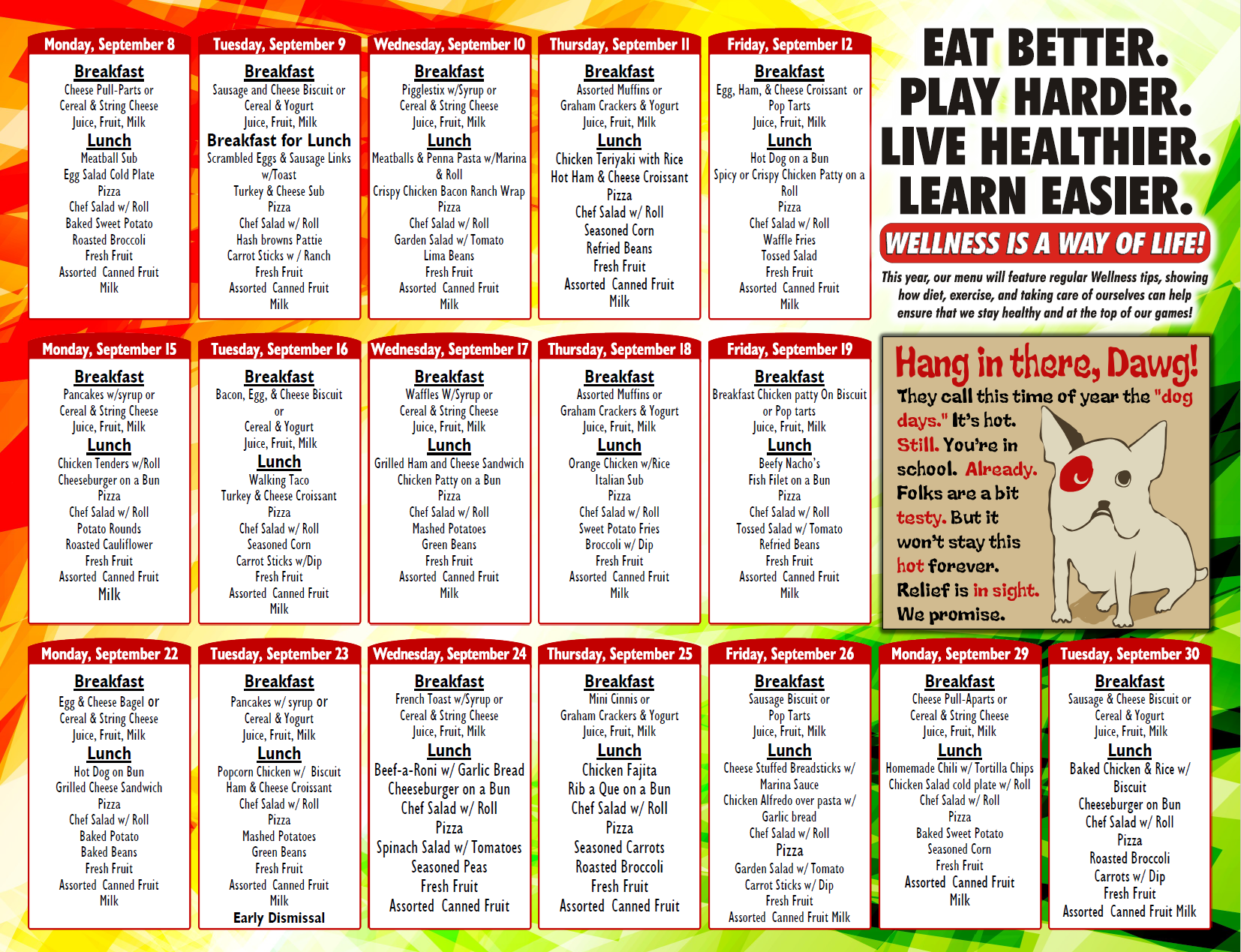 Elementary Food Menu 1
