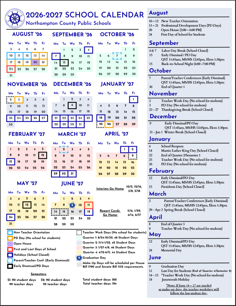 26/27 School Year Calendar
